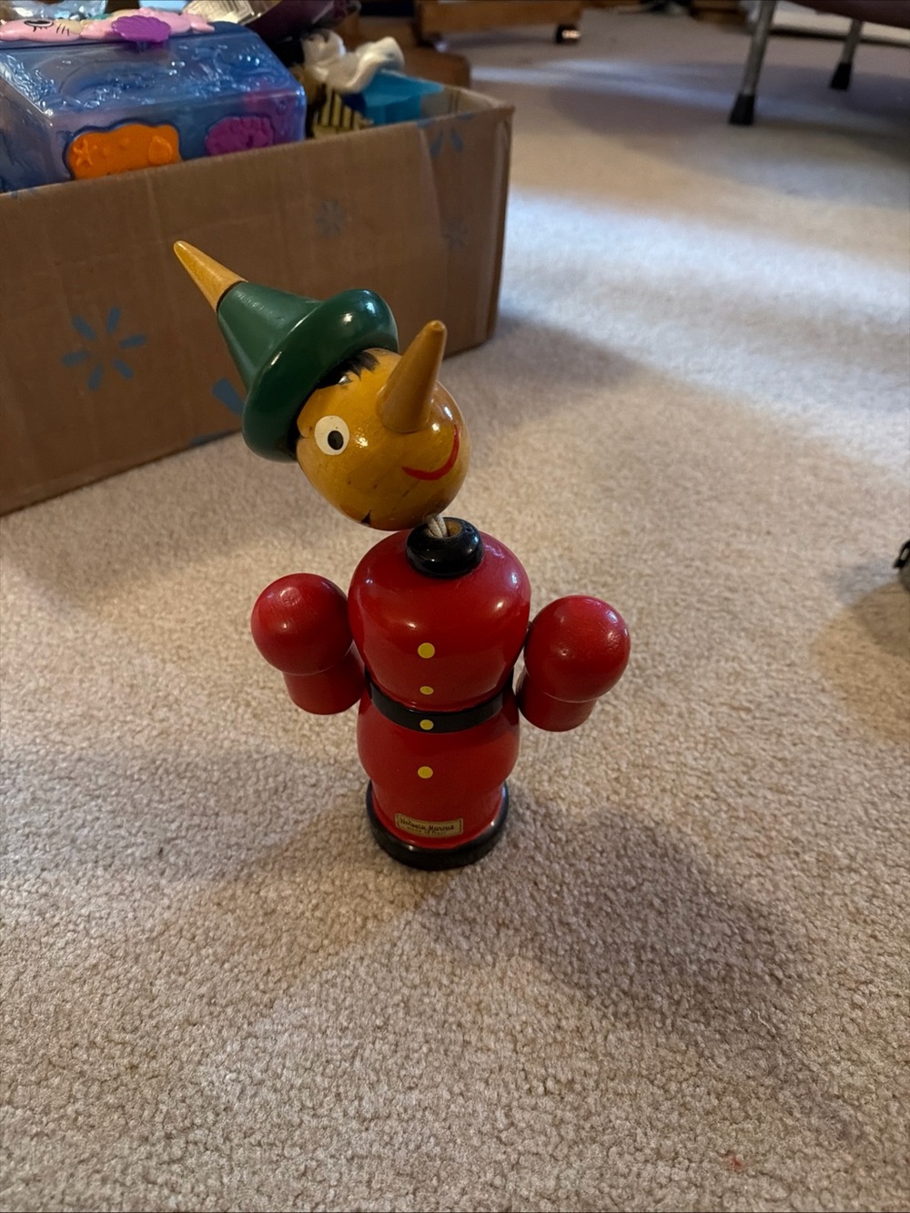 Neiman Marcus wooden Pinocchio Bank handcrafted in Italy articulated joints 11"